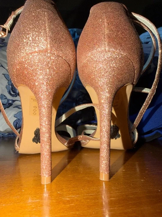 WHIT Rose Gold Glitter Strappy Heeled Sandals - Picture 3 of 4